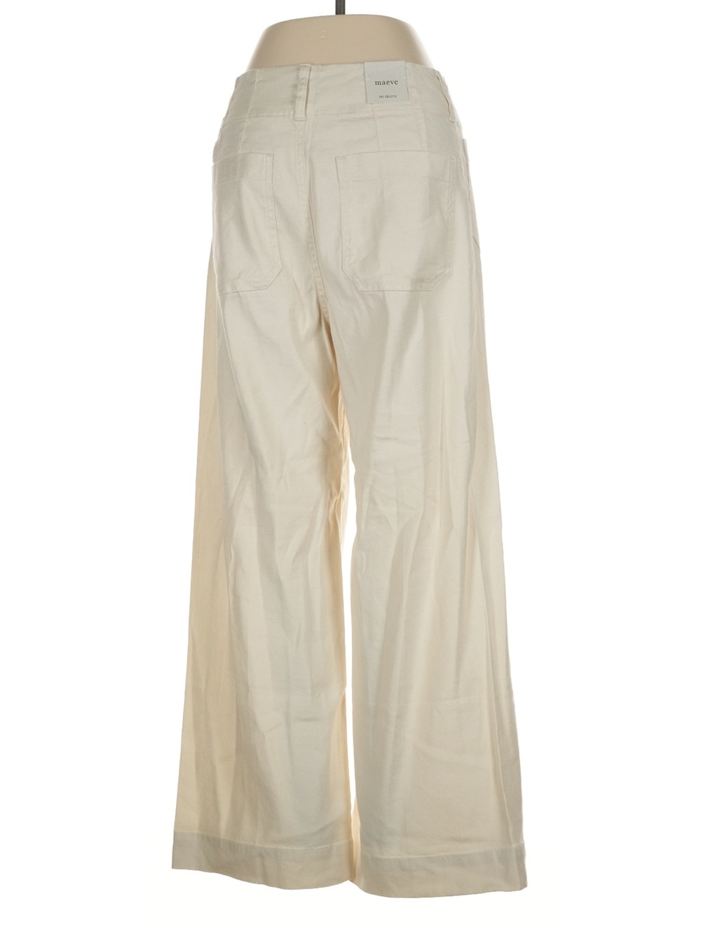 Maeve The Colette Linen Blend Crop Wide-leg Pants in Chalk White - Size 26 - Picture 8 of 15